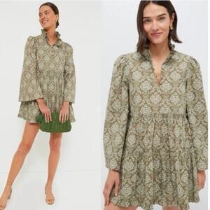Tuckernuck Hyacinth House Moss Printed Russell Mini Dress In Olive NWT Size XS